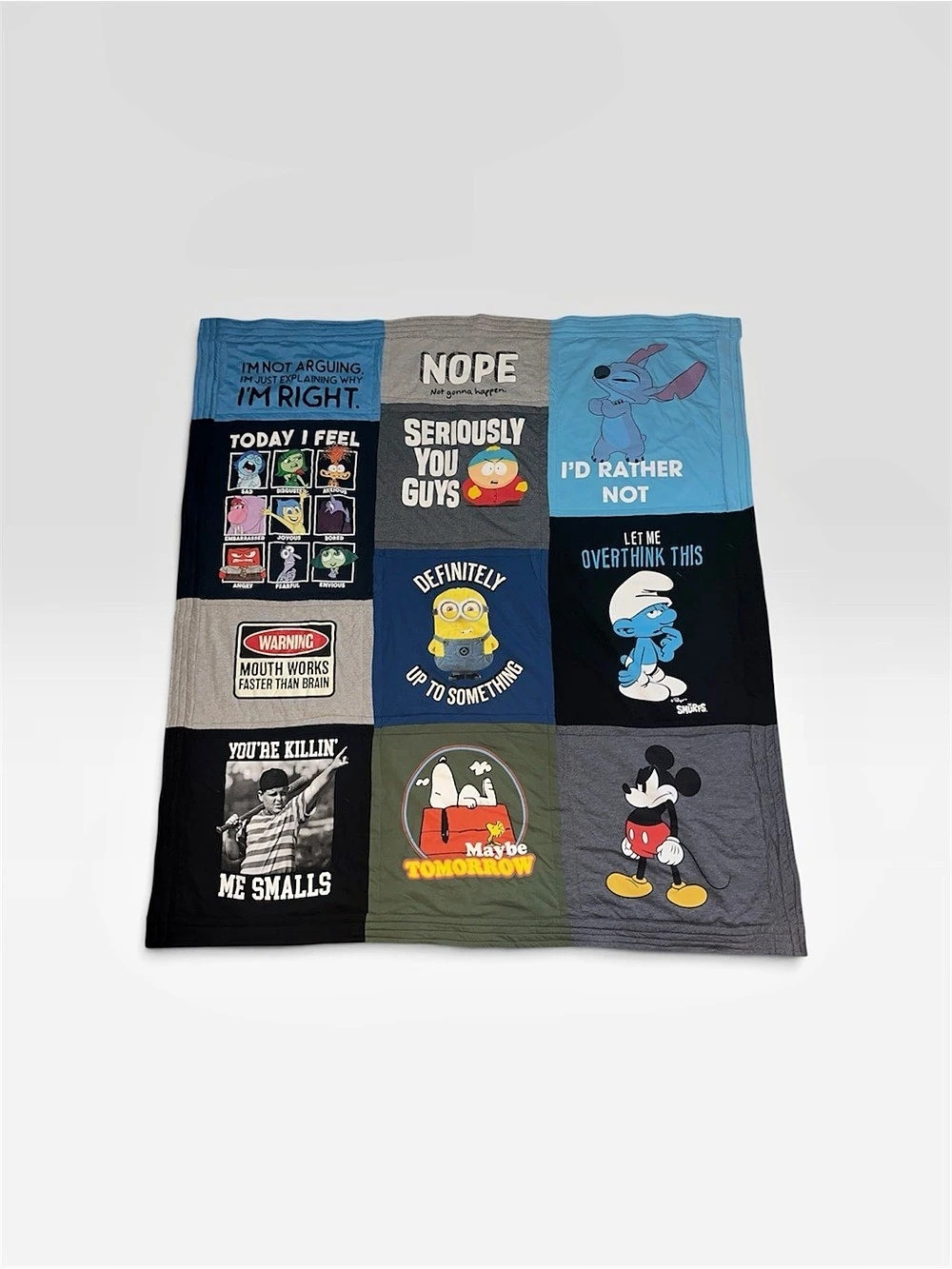 Blue & Black Color Block Graphic Quilt